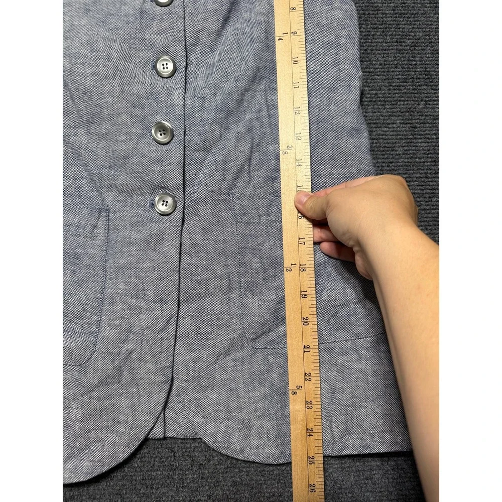 Zara Linen Blend Vest and Shorts Set Women Small Blue 8727/068/400